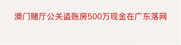 澳门赌厅公关盗账房500万现金在广东落网