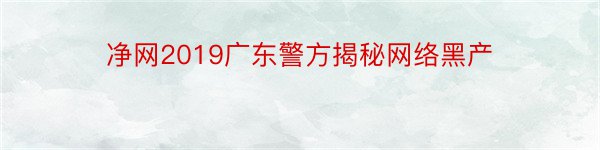 净网2019广东警方揭秘网络黑产